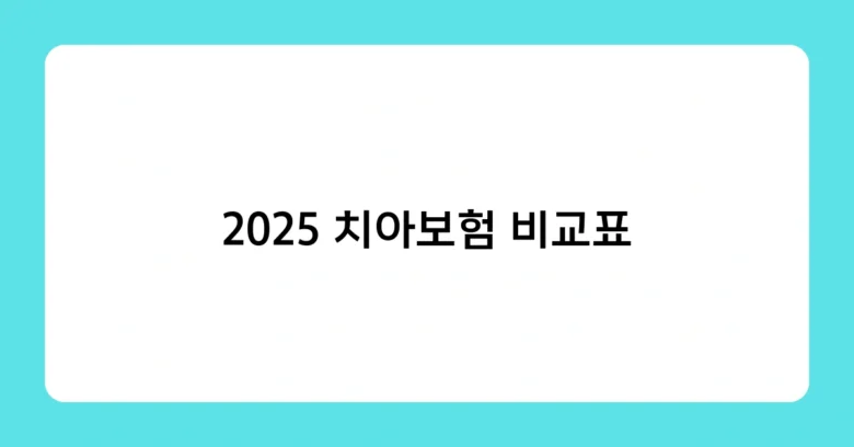 2025 치아보험 비교표 썸네일