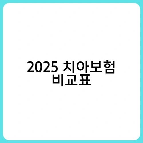 2025 치아보험 비교표 1