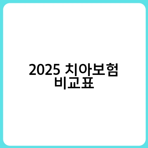 2025 치아보험 비교표 4